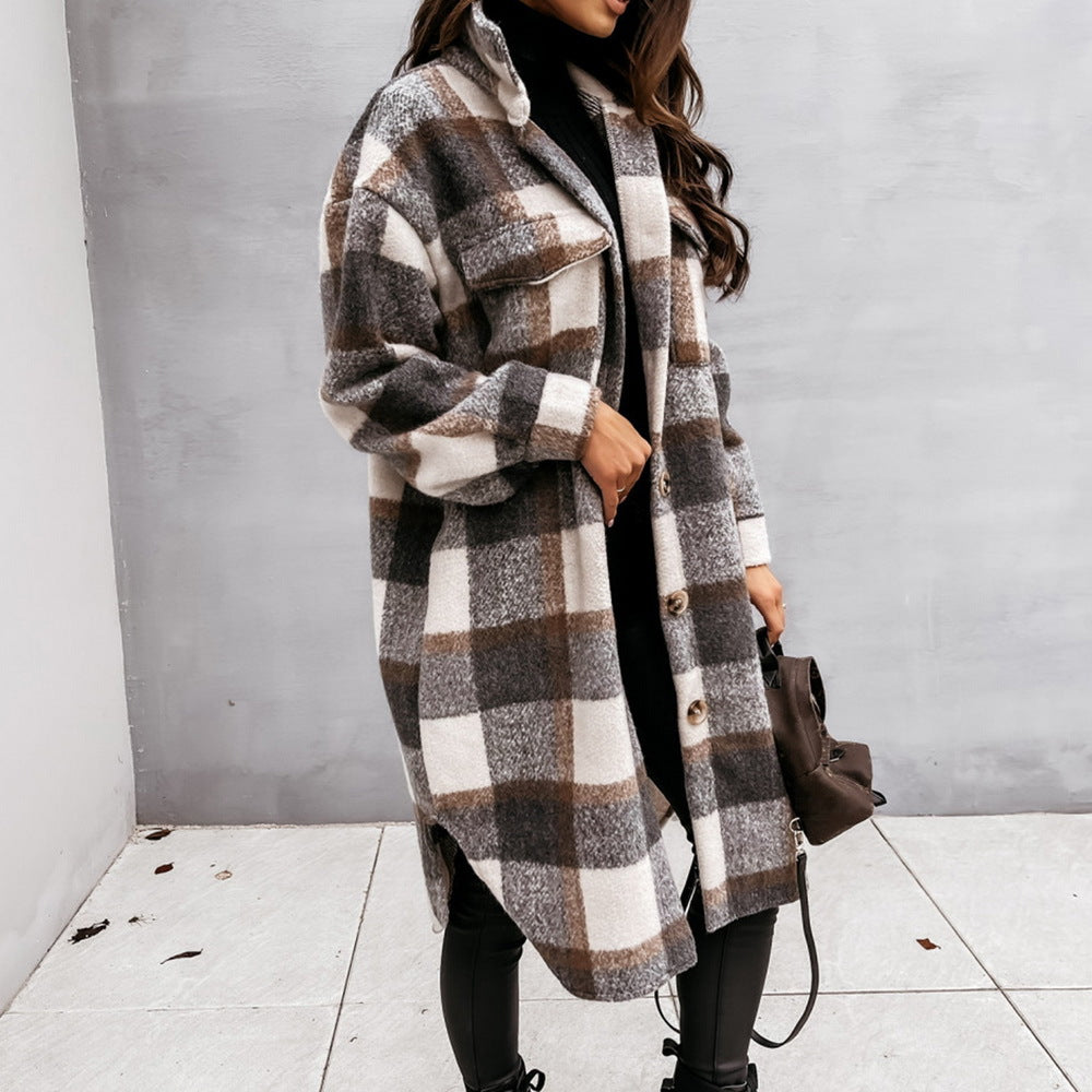 Long Collared Shacket Woolen Coat