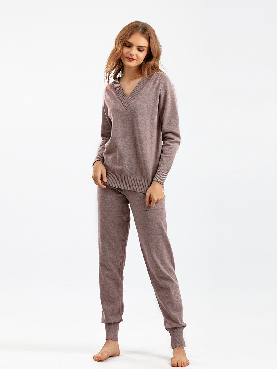 2 Pieces Winter Casual Pullover Sweater Pant Set