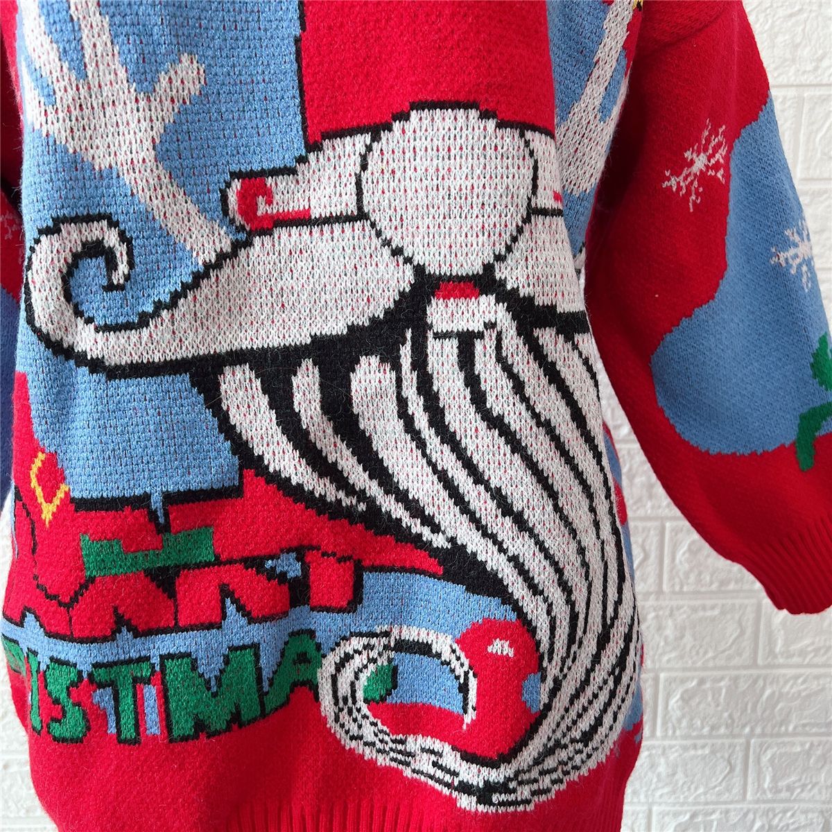 Christmas Santa Claus Pattern Knitted Thick Pullover Sweater