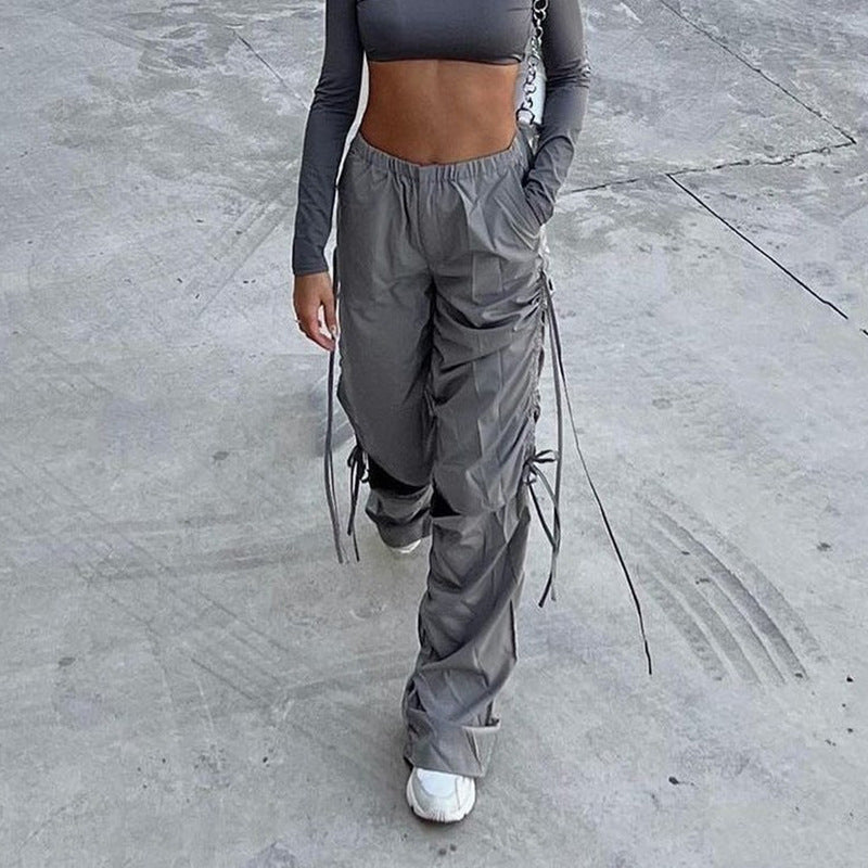 Casual Drawstring Ripped Loose Cargo Pants