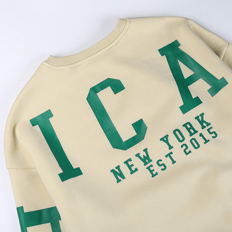 CHICAGO NEWYORK Printed Loose Sweatshirt