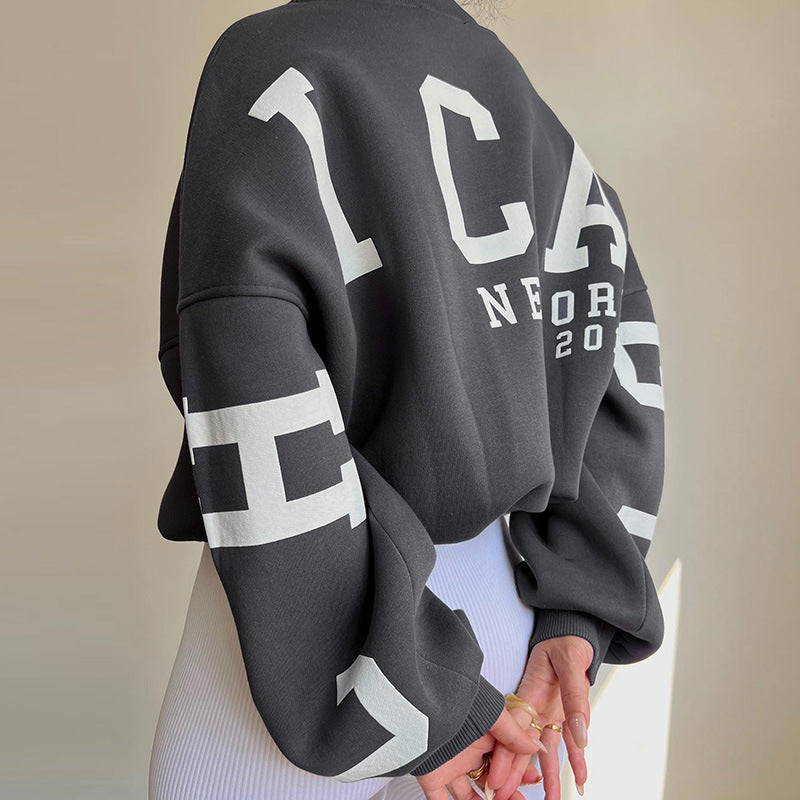 CHICAGO NEWYORK Printed Loose Sweatshirt