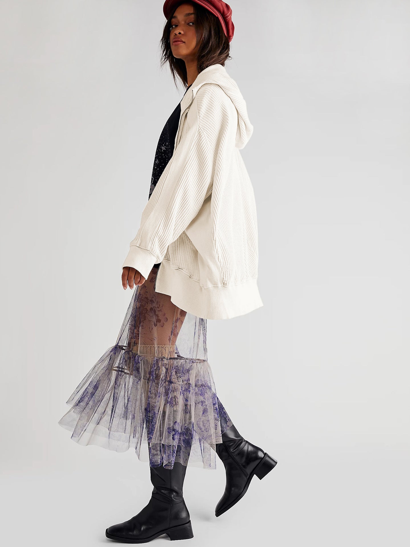 Long Zipper Open Front Cardigan Hoodie