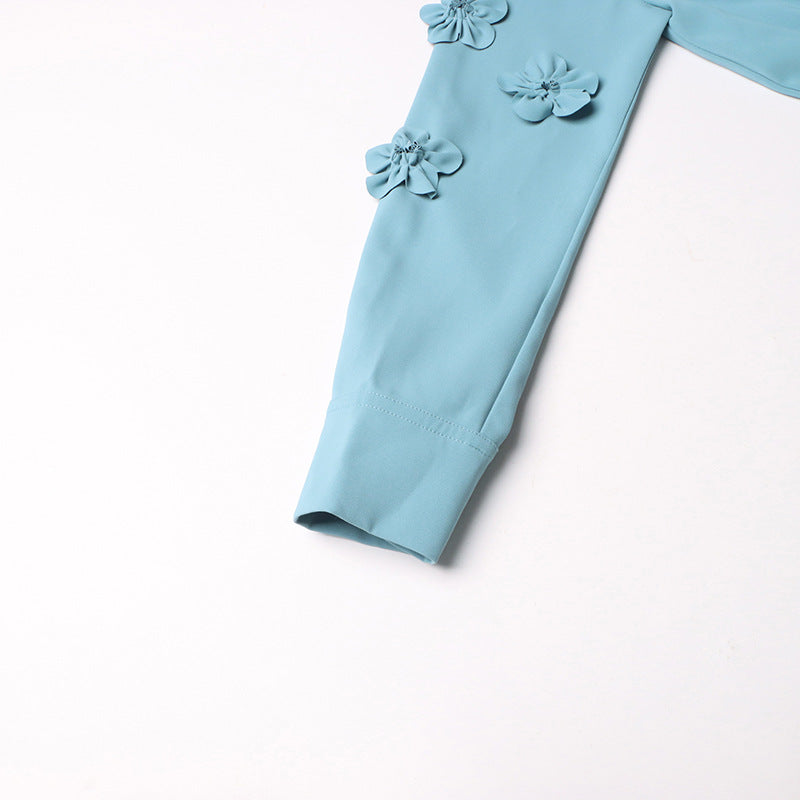 Eleganter Strampler mit 3D-Blumenmuster und Kragen