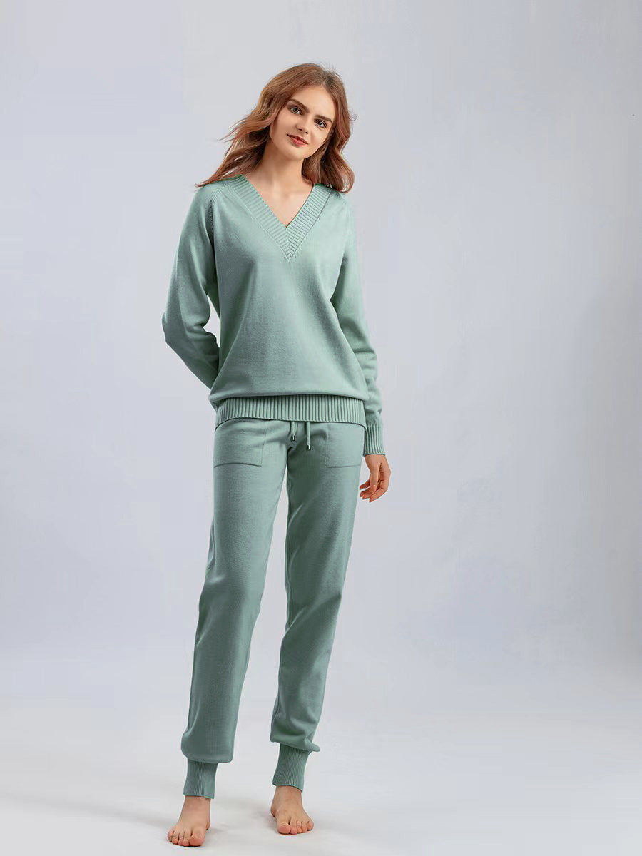 2 Pieces Winter Casual Pullover Sweater Pant Set