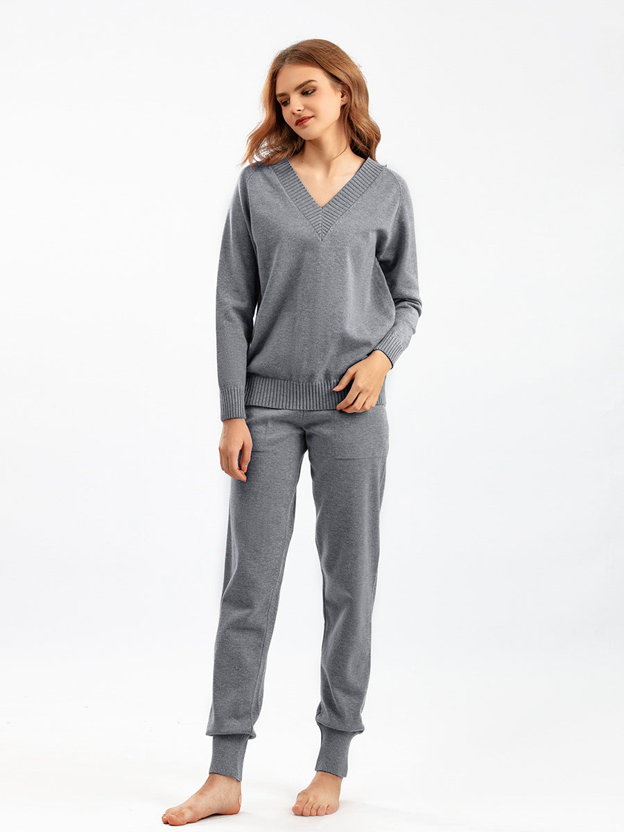 2 Pieces Winter Casual Pullover Sweater Pant Set
