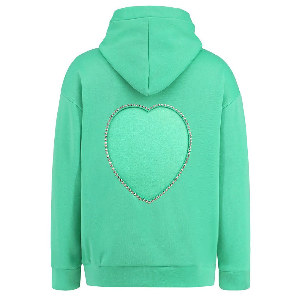 Cropped Rhinestone Long Sleeve Hoodie