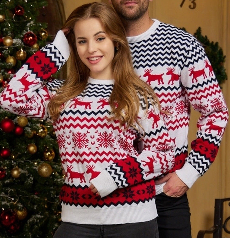 Christmas Snowflake Elk Knitted Couple Wear Sweater
