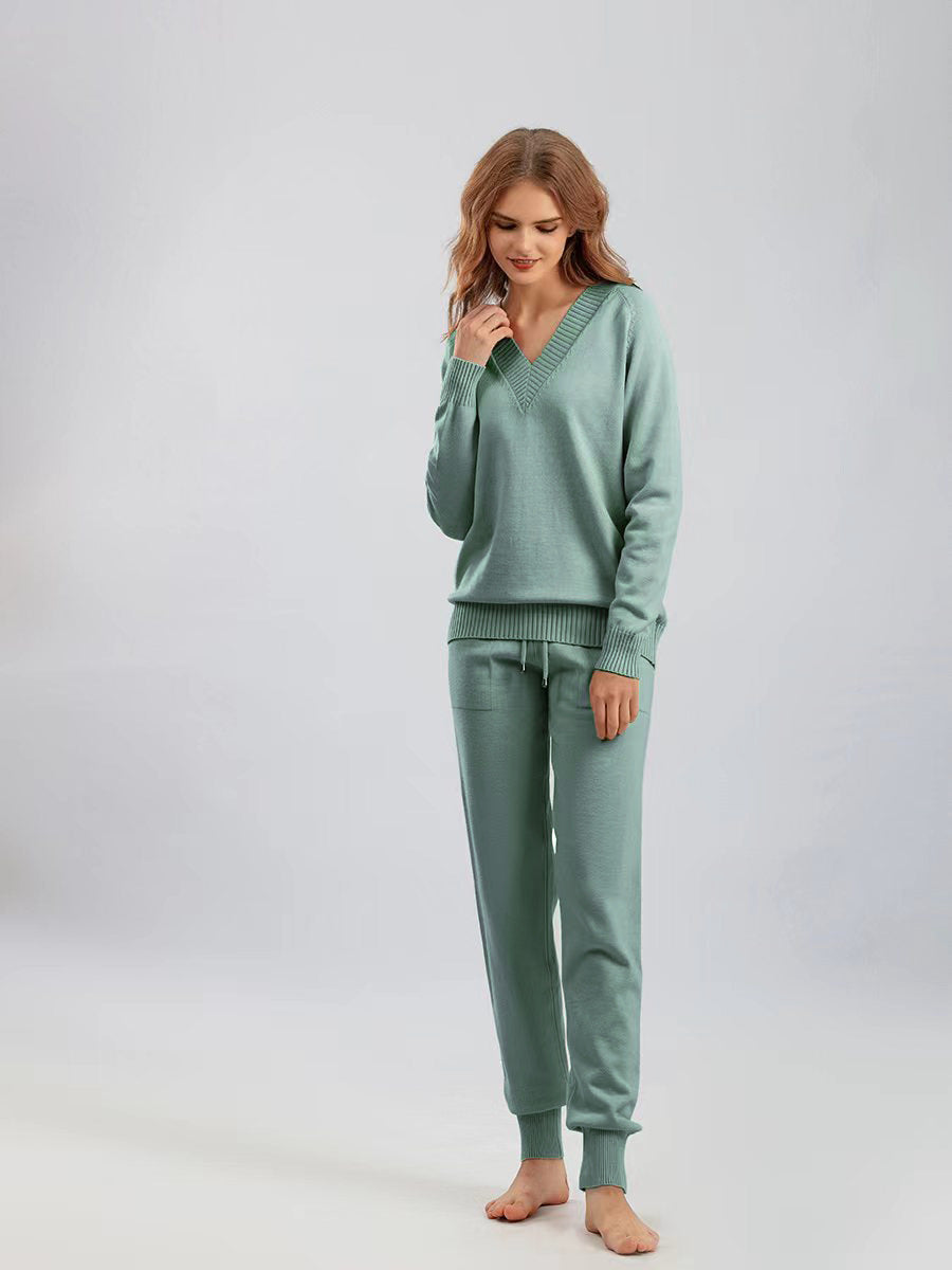 2 Pieces Winter Casual Pullover Sweater Pant Set