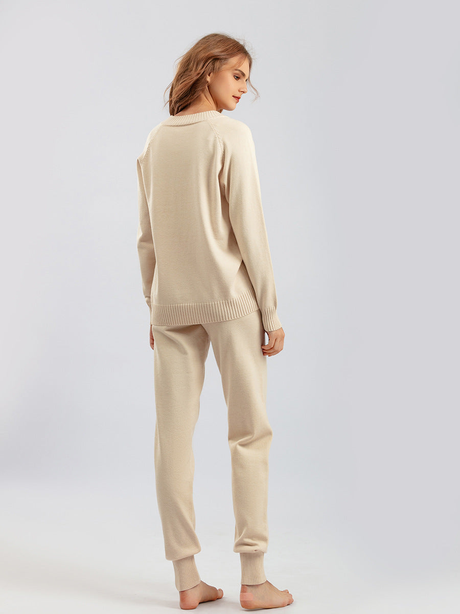 2 Pieces Winter Casual Pullover Sweater Pant Set