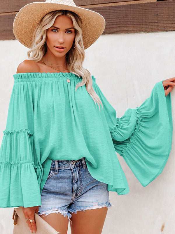 Elegant Flared Sleeve Blouse Top
