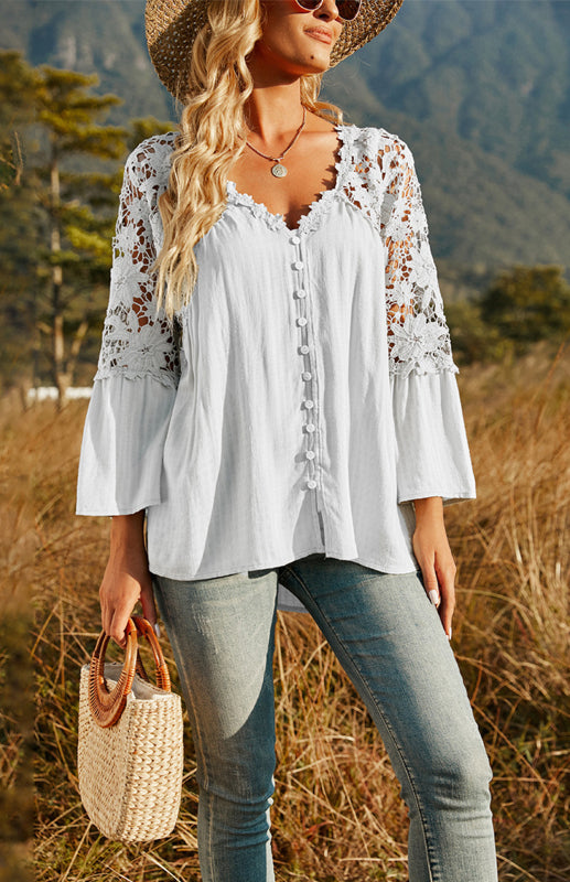 Elegant Solid Pullover Chiffon Blouse