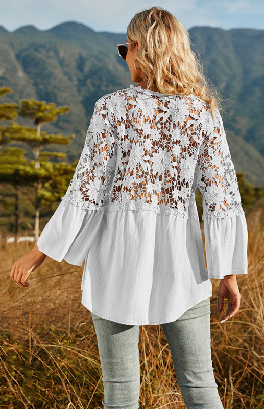 Elegant Solid Pullover Chiffon Blouse