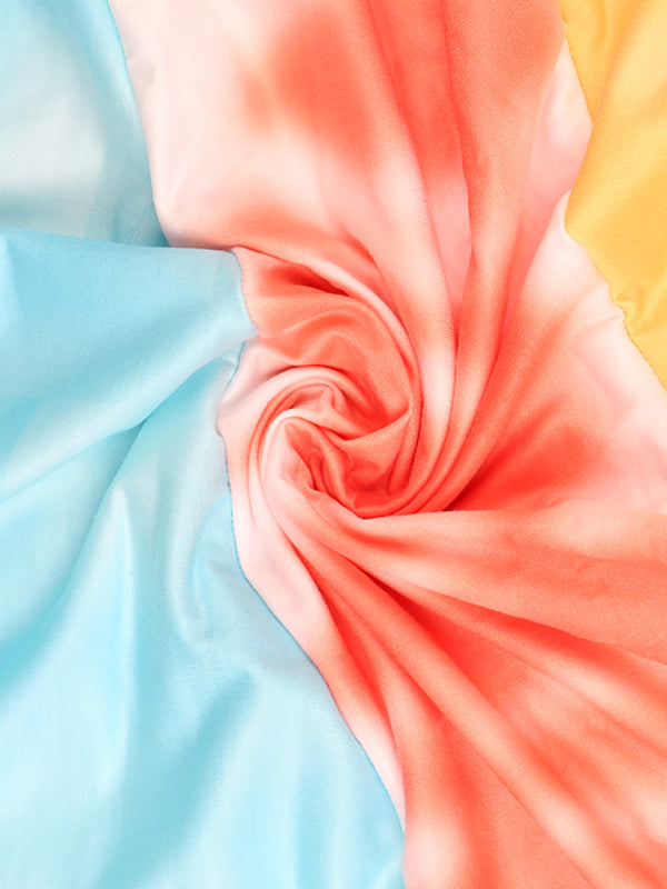 Casual Long Sleeve Panel Printed Hoodie