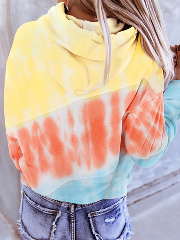 Casual Long Sleeve Panel Printed Hoodie