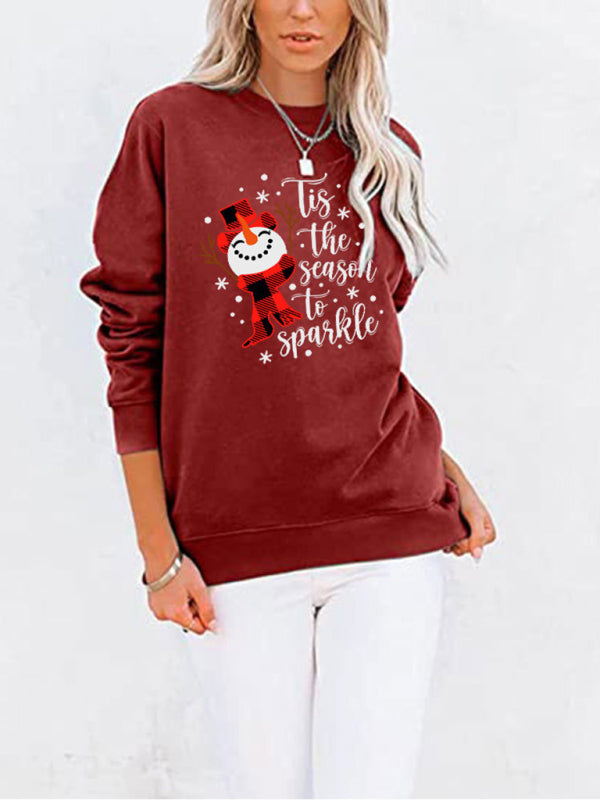Christmas Snowman Phrase Printed Sweatshirt