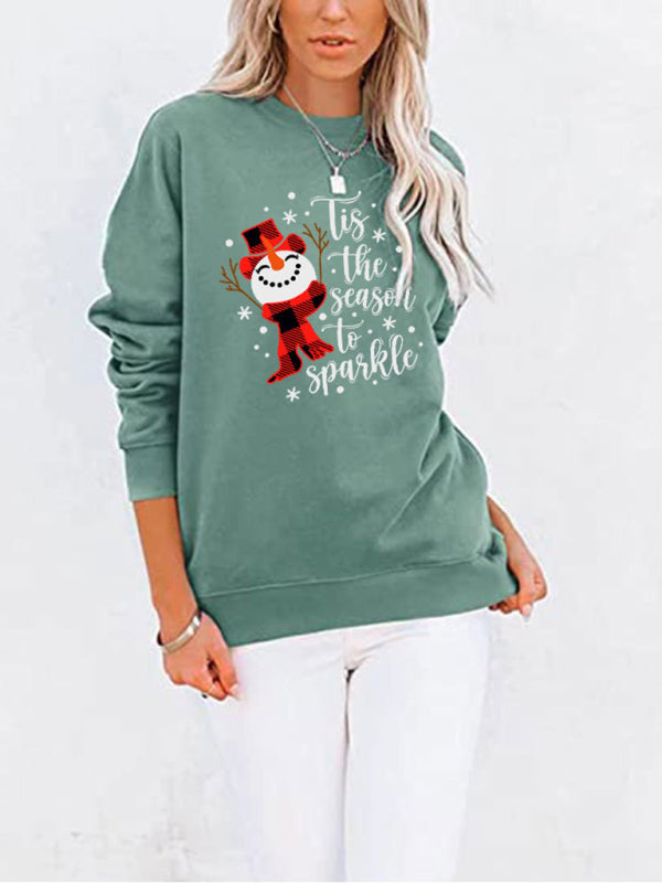 Christmas Snowman Phrase Printed Sweatshirt