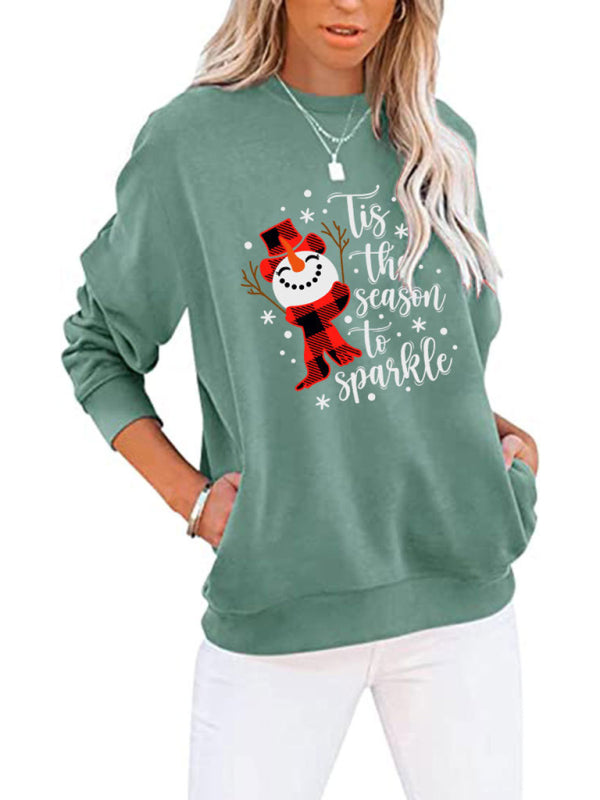 Christmas Snowman Phrase Printed Sweatshirt
