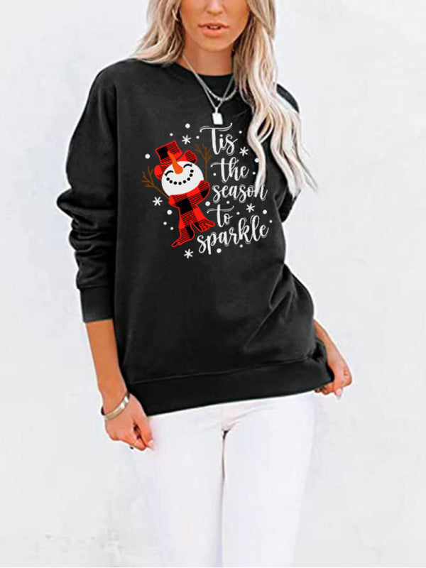 Christmas Snowman Phrase Printed Sweatshirt