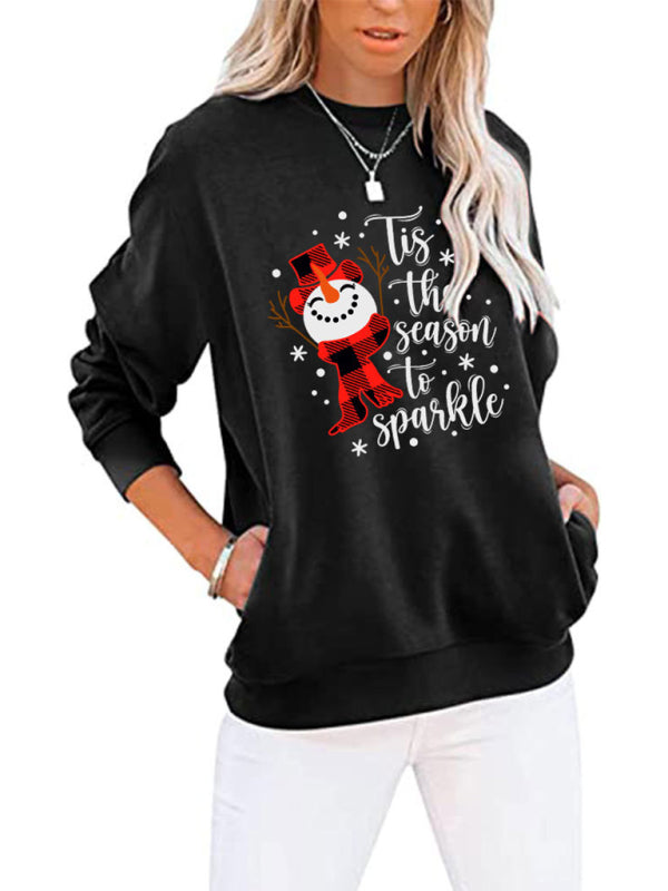 Christmas Snowman Phrase Printed Sweatshirt