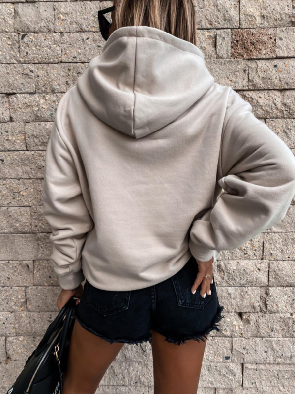 Casual Long Sleeve Solid Pullover Hoodie