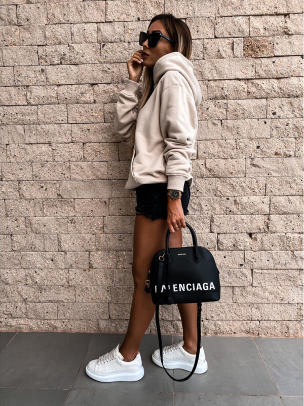 Casual Long Sleeve Solid Pullover Hoodie