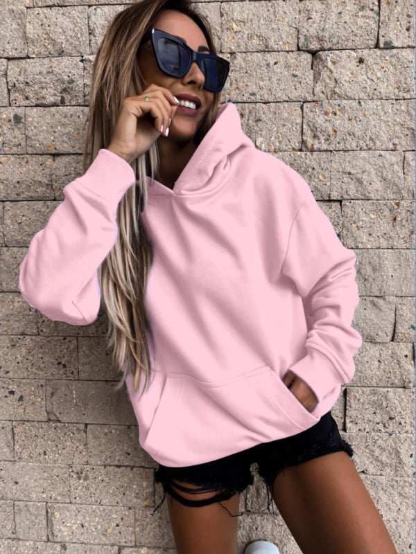 Casual Long Sleeve Solid Pullover Hoodie
