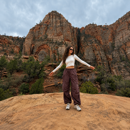 Lightweight Baggy Cargo Parachute Pants With Elastic Waist