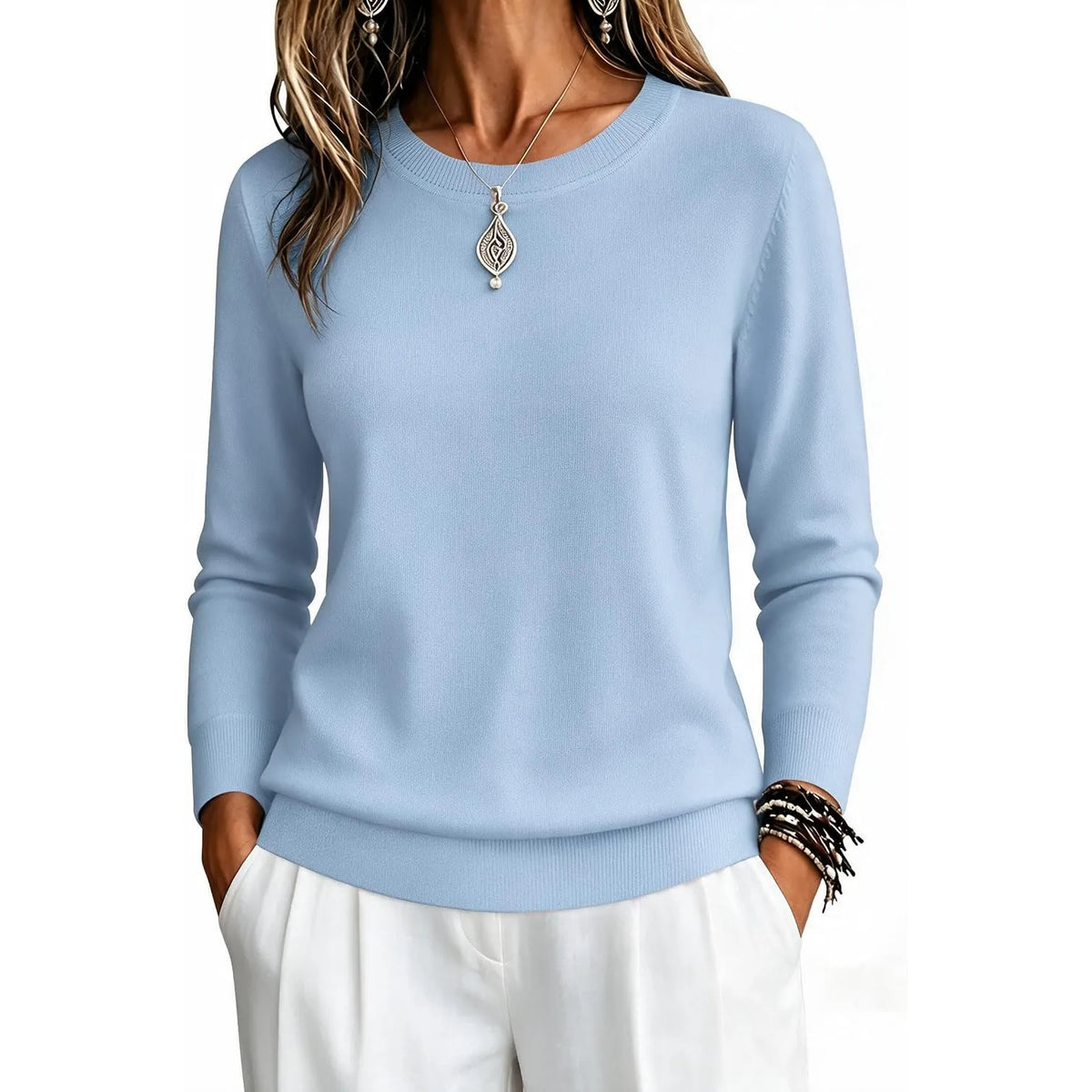 Classic Fall Long Sleeve Knit Top For Women