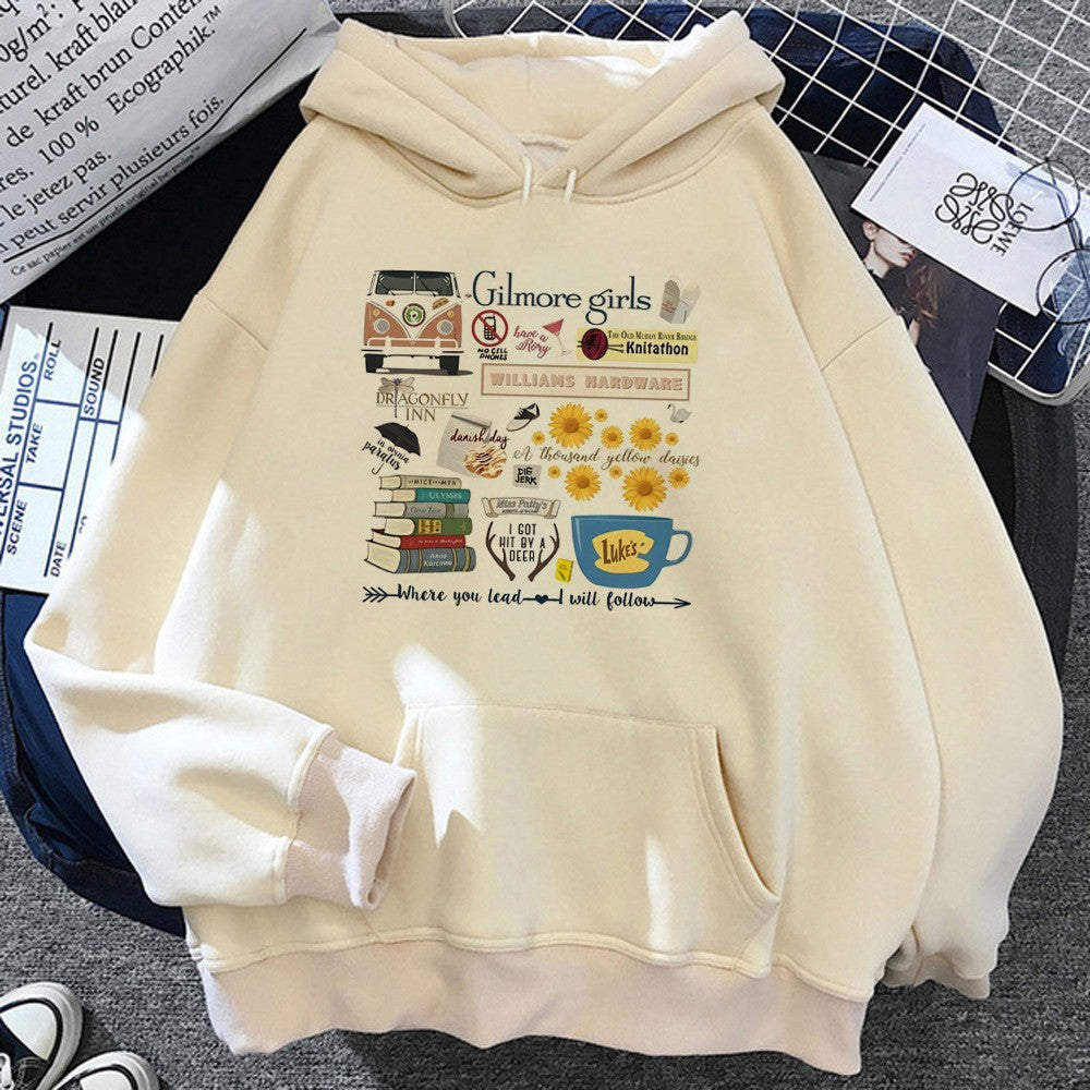 Lässiger Pullover-Hoodie mit grafischem Textdruck