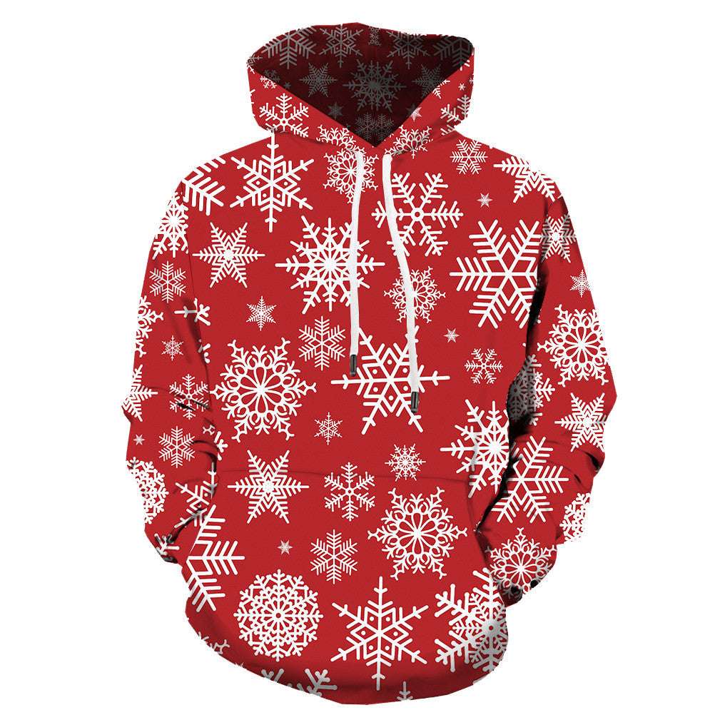 Christmas Snowflake Printed Pullover 3D Hoodie