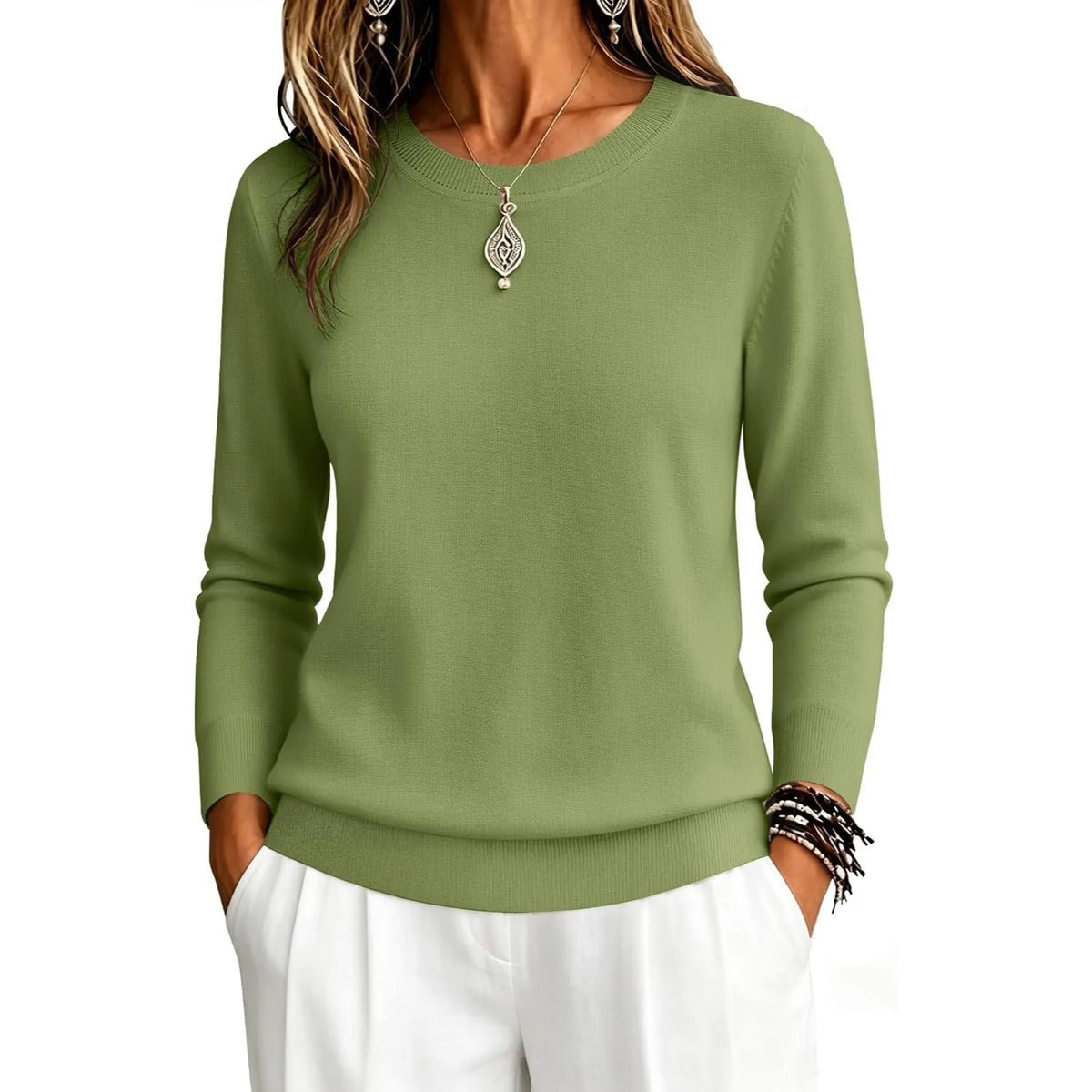 Classic Fall Long Sleeve Knit Top For Women