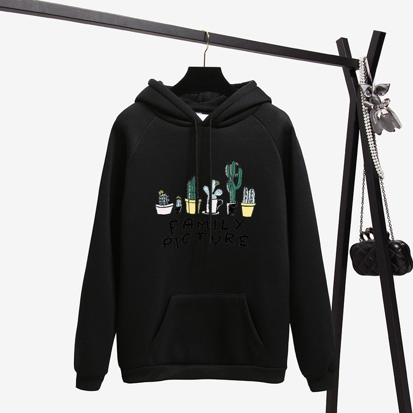 Lässiger Pullover-Hoodie mit Familienbild-Aufdruck