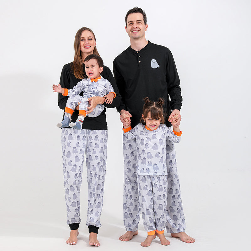 Solid Printed Halloween Family Matching Pajamas Set