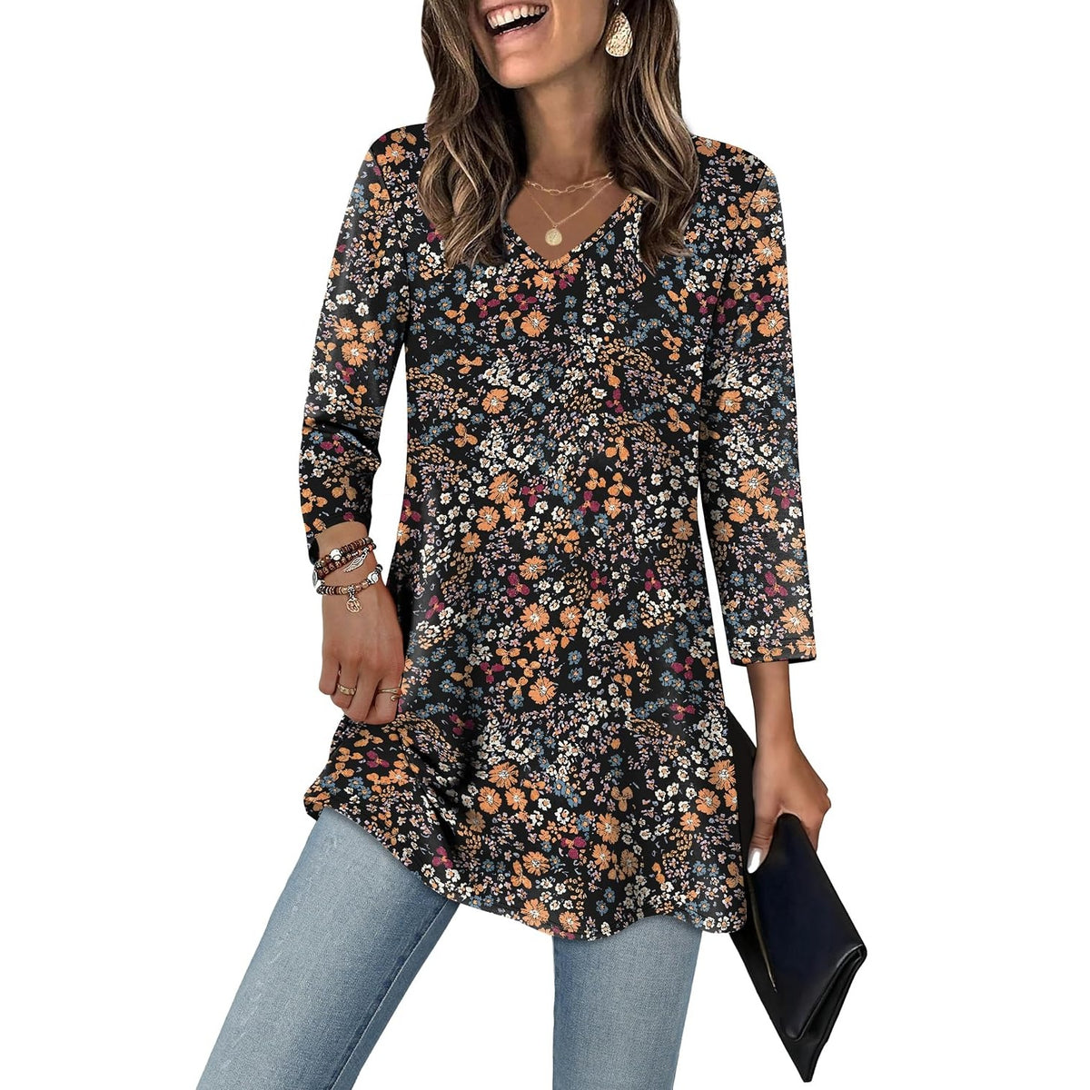 Casual Loose Sleeve Everyday Tunic Top For Women