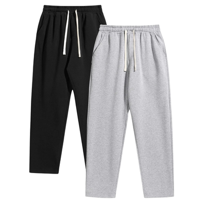 Set Of 2 Regular Fit Solid Colored Athleisure Sweatpants With Drawstrings