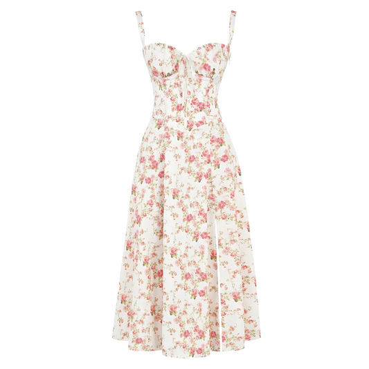 Floral Bustier Midriff Waist Shaper Dress