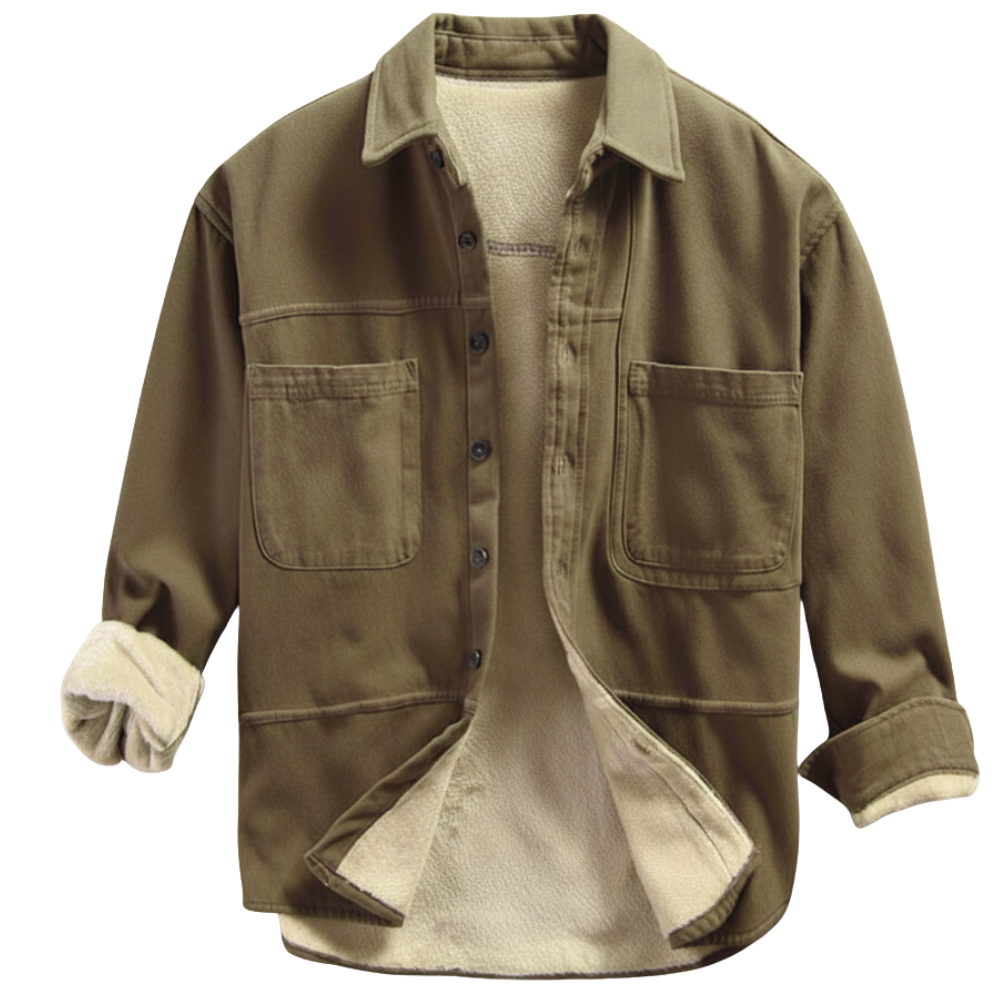 Fleece Lined Cargo Overshirt For Men