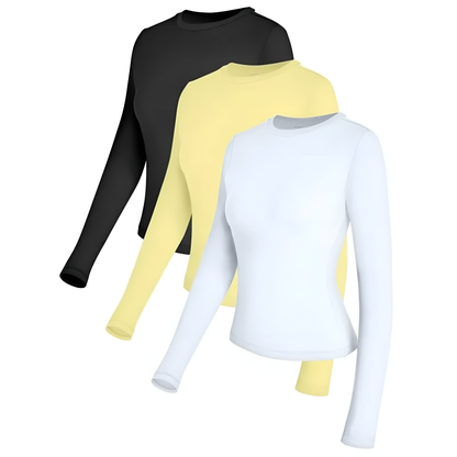 Set Of 3 Slim Fit Long Sleeve Top For Women