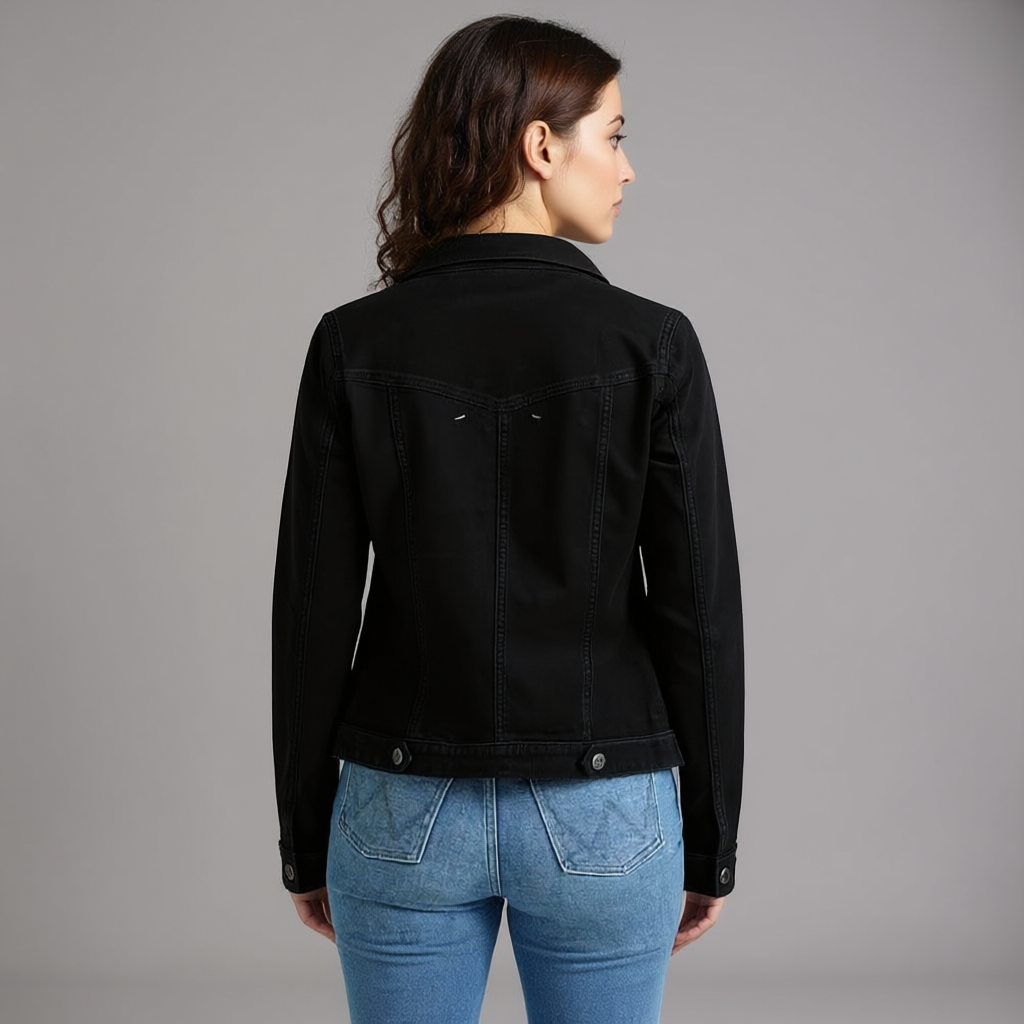 Women Stretch Denim Jacket with Pockets