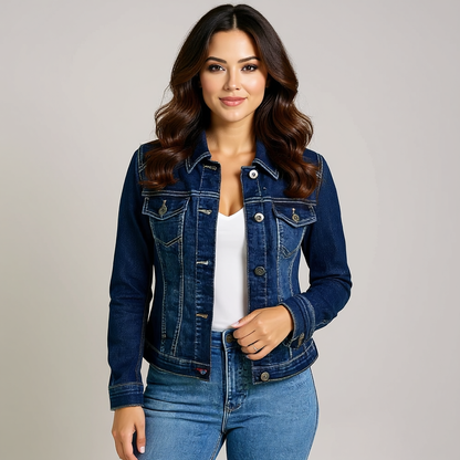 Women Stretch Denim Jacket with Pockets