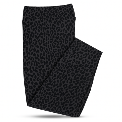 Women's Black Flocked Leopard Print High Rise Leggings