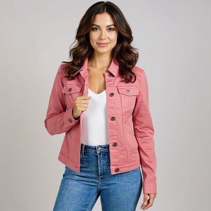Women Stretch Denim Jacket with Pockets