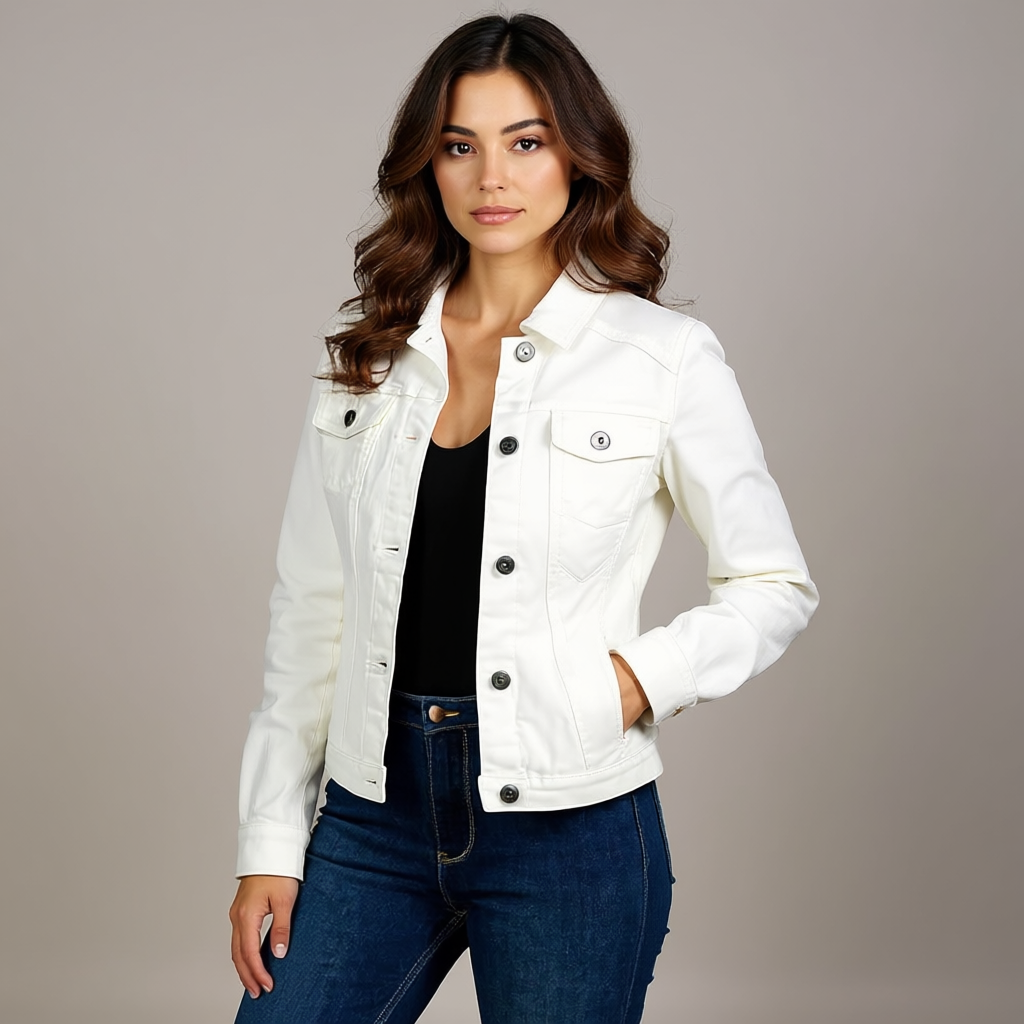 Women Stretch Denim Jacket with Pockets