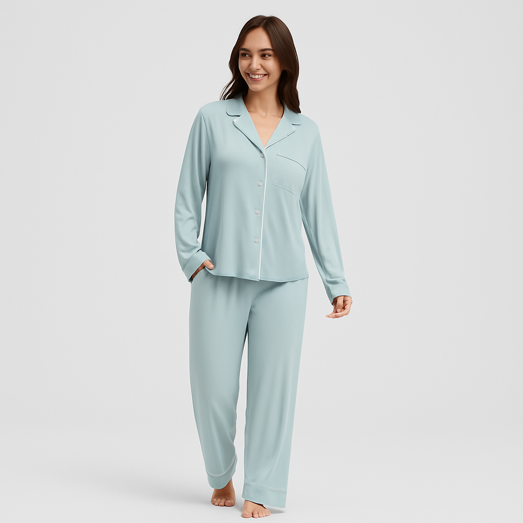 Women Bamboo Stretch Knit Long Sleeve Pajama Set