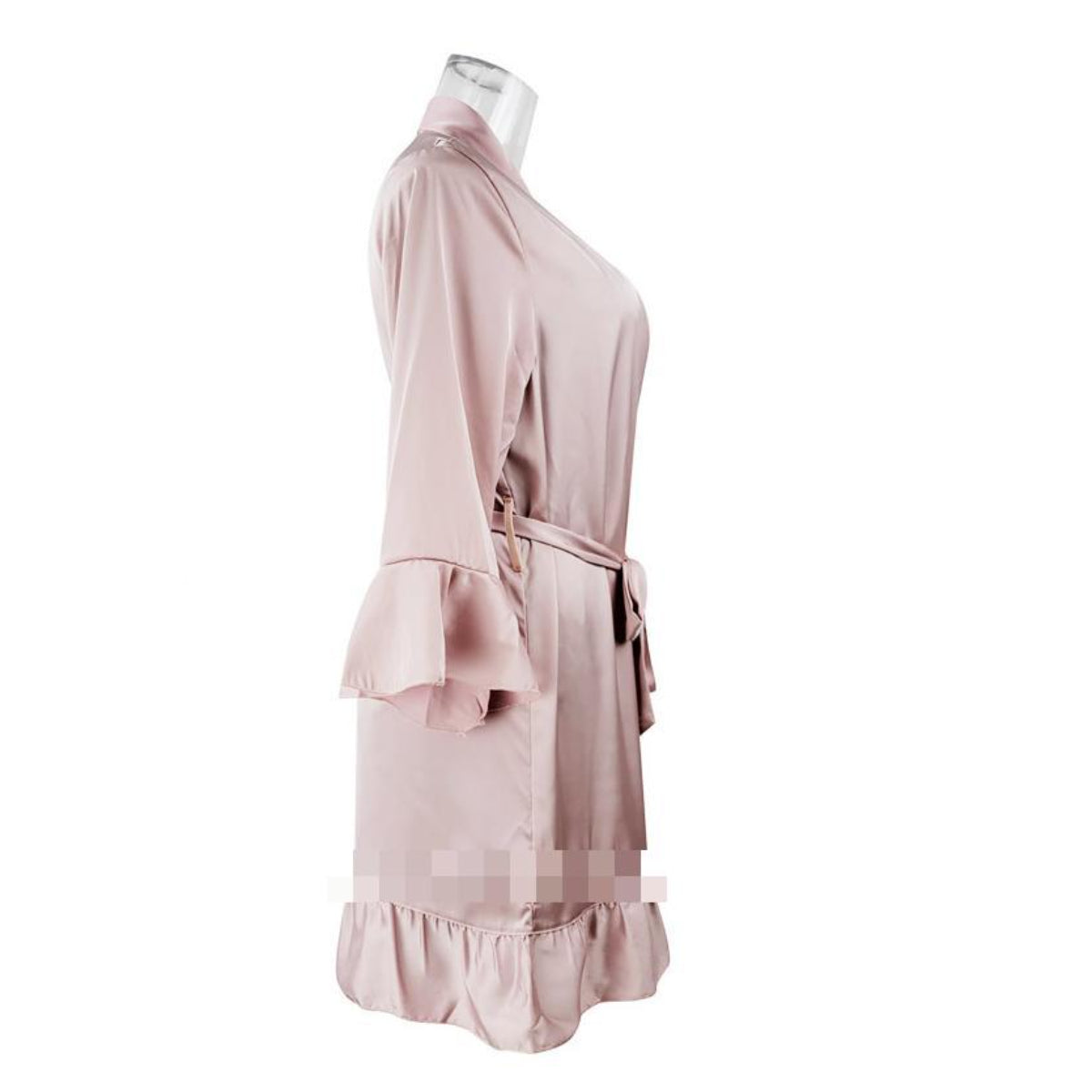 Artificial Silk Lotus Leaf Cuff Cardigan Nightgown Robe