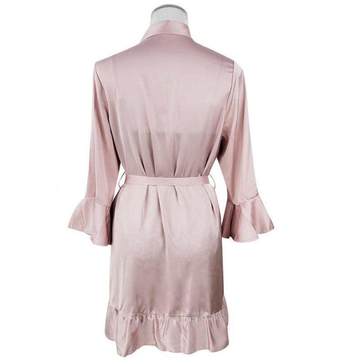 Artificial Silk Lotus Leaf Cuff Cardigan Nightgown Robe