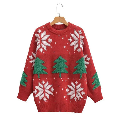 Christmas Giant Tree Snowflake Knitted Thick Sweater