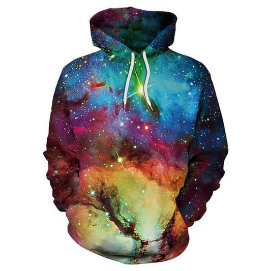 Mehrfarbiger Kapuzenpullover mit 3D-Weltraumgalaxie-Aufdruck