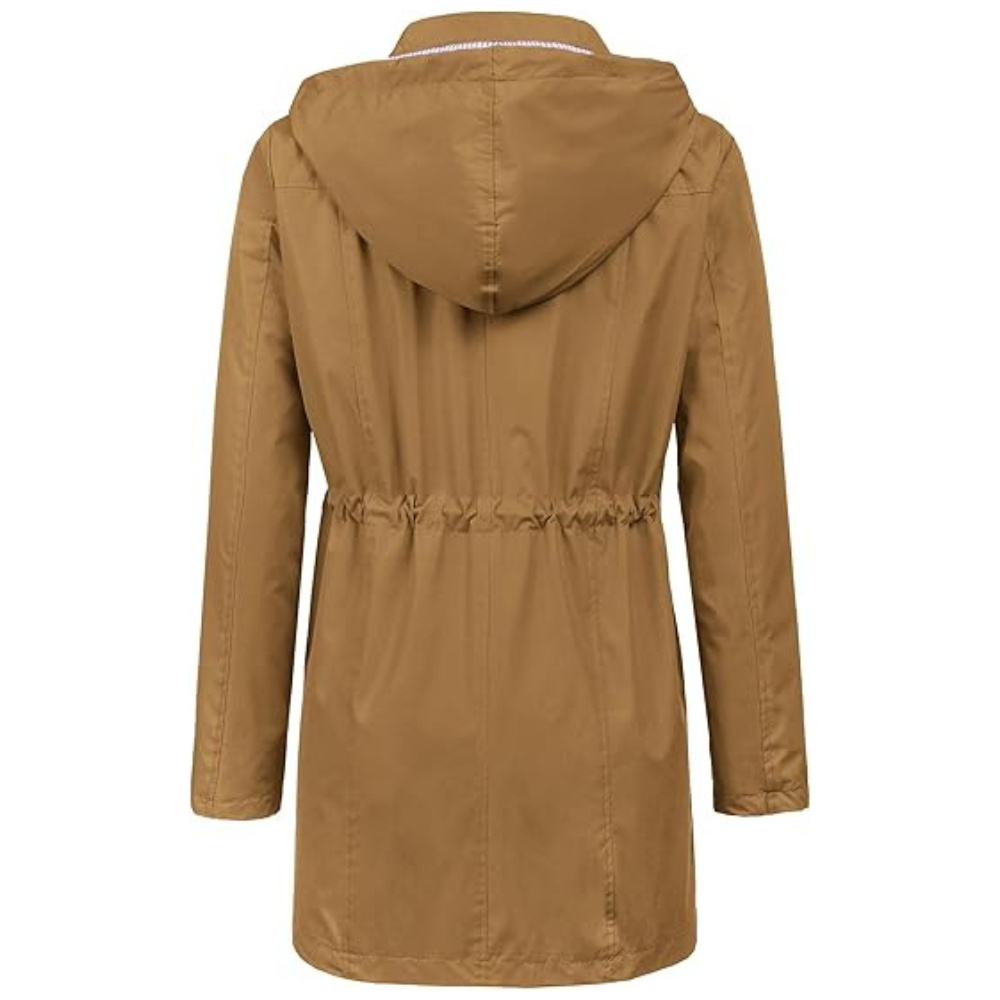 Waterproof Long Hooded Trench Coat Lined Windbreaker Travel Jacket